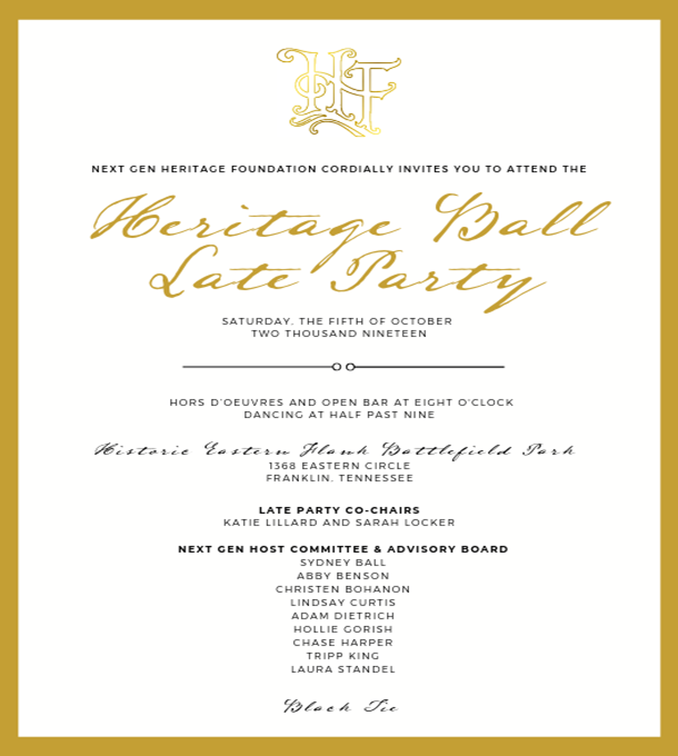 Heritage Ball Late Party Hosted by Heritage Foundation’s Next Gen on October 5