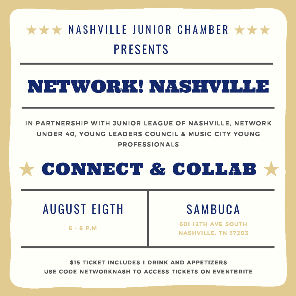 Buy Tickets to Network! Nashville Event on 8/9/19 Now with NETWORKNASH Code